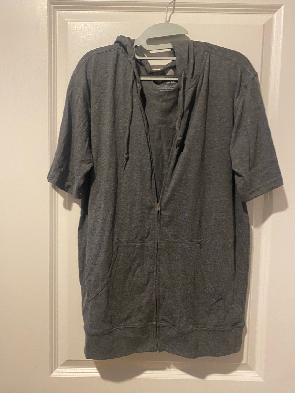 Short-Sleeve Zip Hoodie Sweatshirt - Charcoal